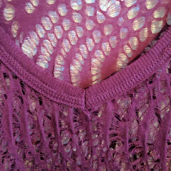 💲💲Purple Mesh Long-sleeve Top - Picture 2 of 4